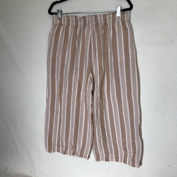 MADEWELL WIDE LEG CAPRI DRAWSTRING SZ LARGE NW 55% LINEN - Picture 4 of 4